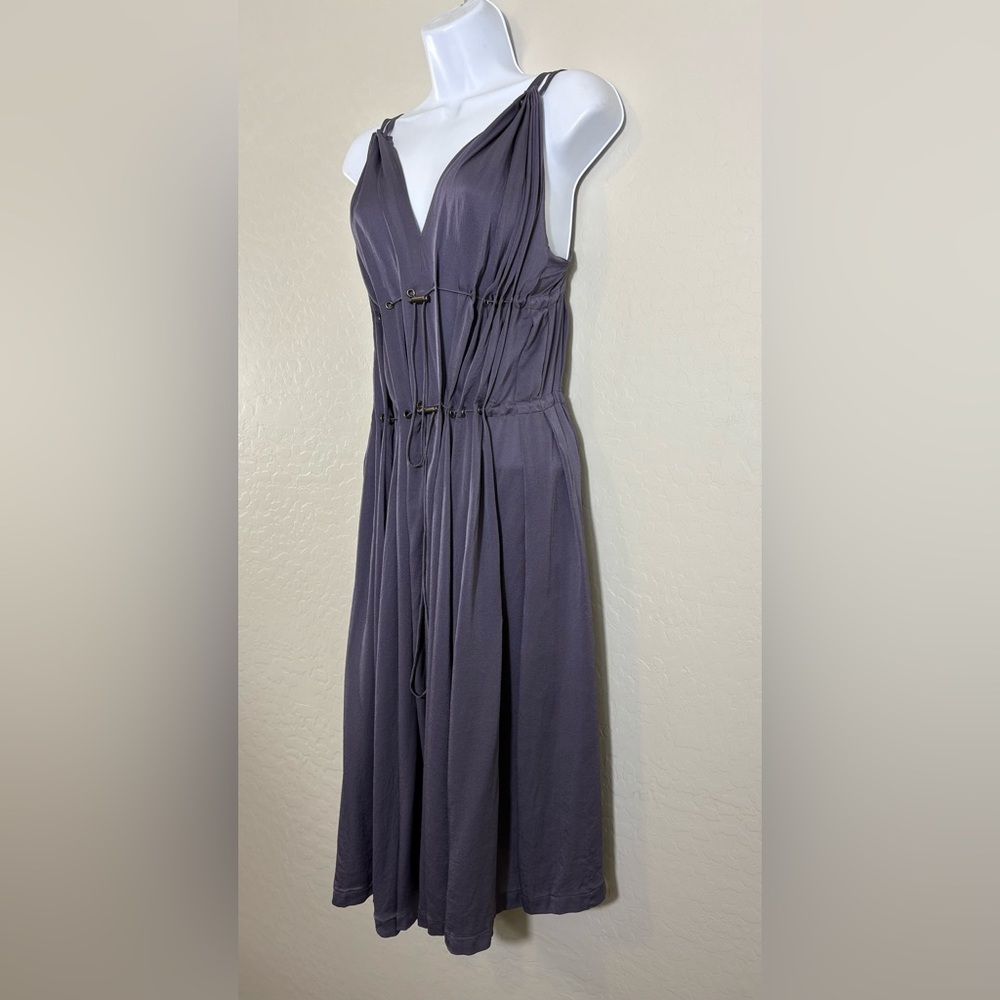 Lanvin Ete 2006 Y2K VTG 100% Silk Deep Lavender double drawstring waist dress 38 - Picture 5 of 12